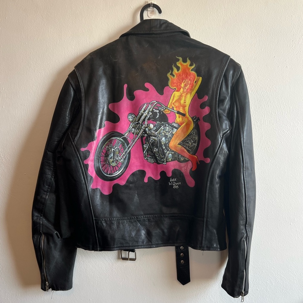 Hand Painted Leather Motorcycle Jacket